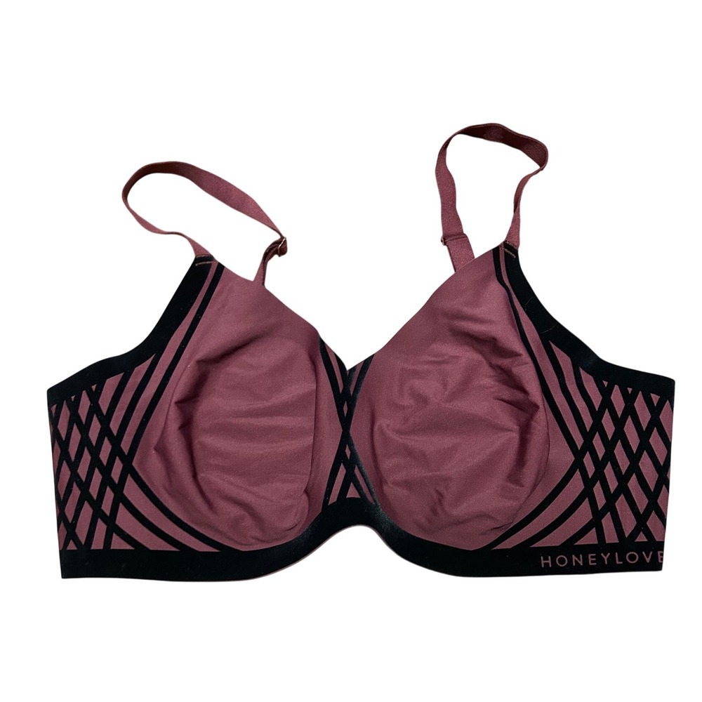 Honeylove Silhouette Bra Fig Purple Wireless Smoothing Supportive 1X RN156214 **